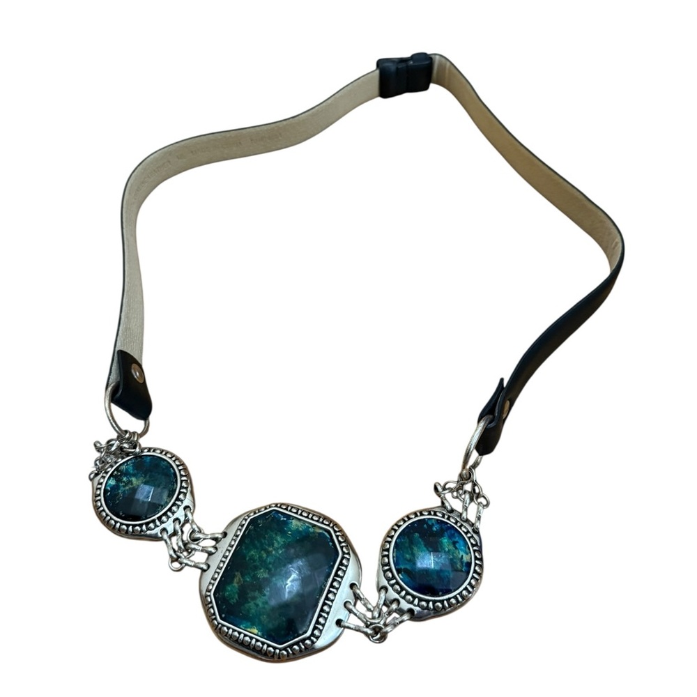 Elegant Silver and Blue Statement belt